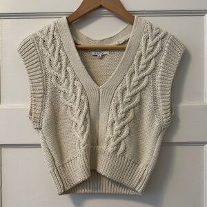 Z Supply Cream V-Neck Cable Knit Sweater Vest